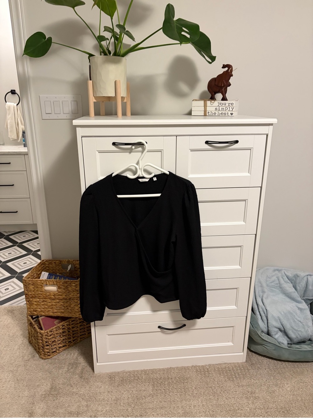 Reitmans Black V-Neck Long Sleeve Wrap Blouse